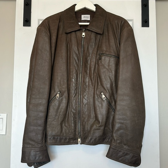 Armani authentic - brown leather jacket - Picture 1 of 4